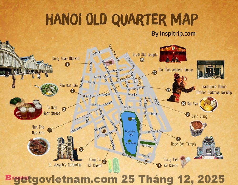 Bản đồ khu vực phố cổ Hà Nội và vị trí Homestay & Eggcoffee