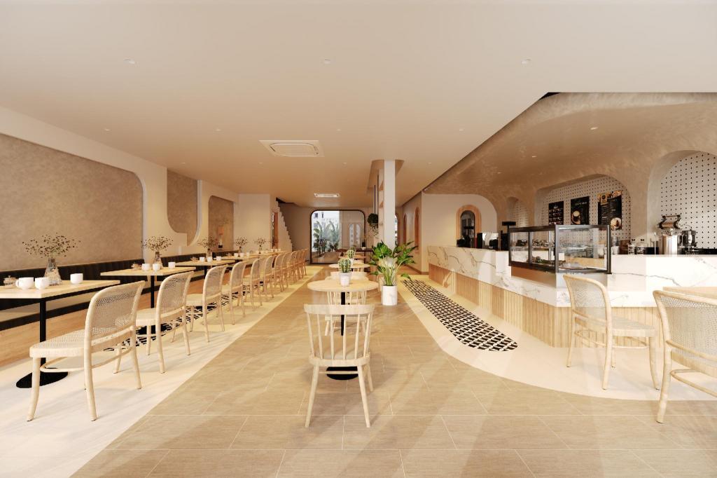 Nội thất phòng ngủ tại Fukurai Boutique Apartments với phong cách ấm áp