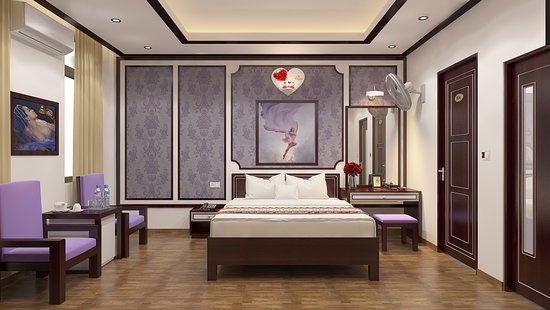 Phòng ngủ tại khách sạn Hoàng Dương Hà Nội với nội thất cơ bản