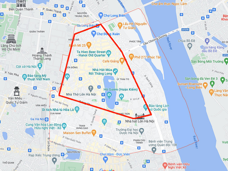 Vị trí khách sạn Box Hotel Hanoi trong phố cổ Hà Nội