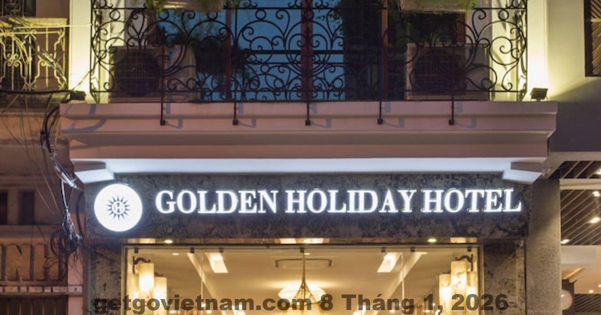 Phòng nghỉ tại khách sạn Golden Holiday với thiết kế cơ bản nhưng sạch sẽ.