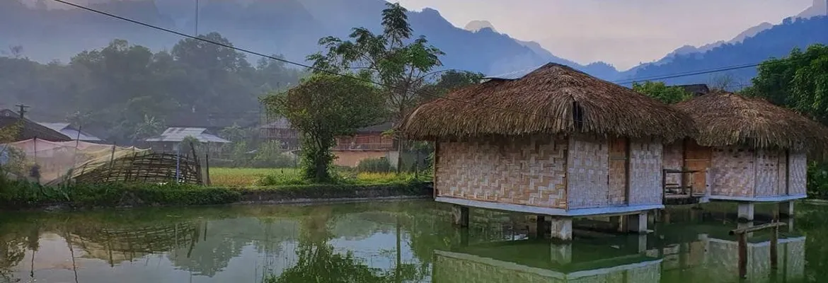 Phòng nghỉ tại Du Già Rice Field Homestay với không gian ấm cúng và gần gũi