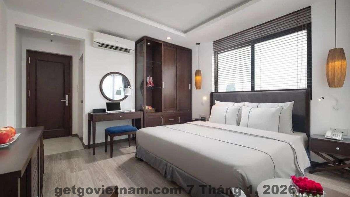 Phòng ngủ Bonsella Hotel thiết kế hiện đại, gọn gàng, diện tích vừa và nhỏ