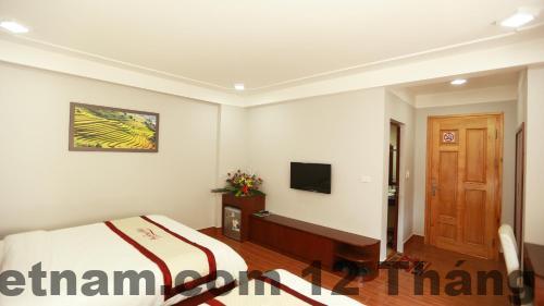 Phòng nghỉ tại Ngọc Linh hotel SaPa với nội thất đơn giản, tiện nghi cơ bản