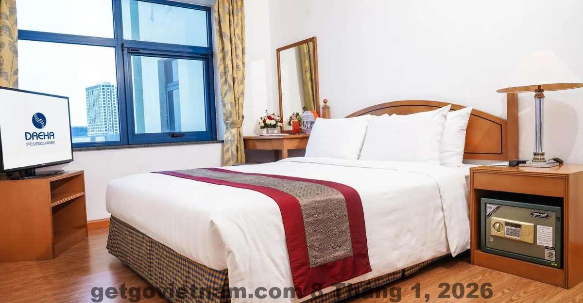 Không gian phòng khách căn hộ Daeha Serviced Apartment
