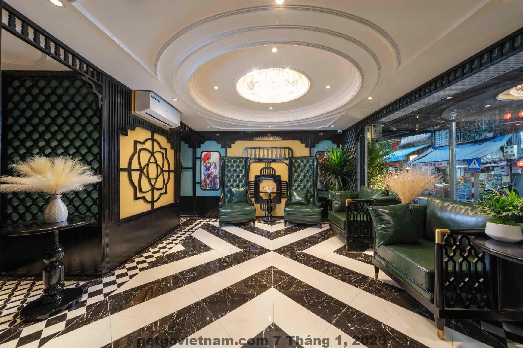 Không gian chung nhỏ tại Hanoi Hanvet Hotel, không có hồ bơi hay gym