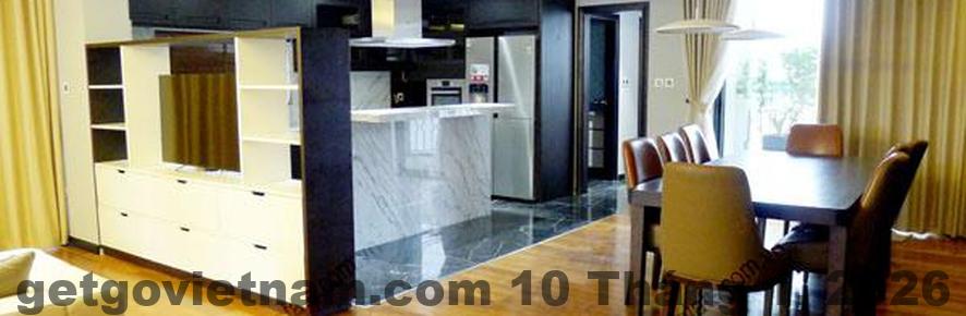 Không gian bếp trong căn hộ Elegant Suites Ha Hoi