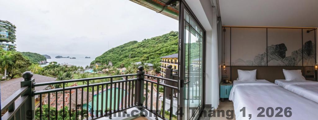 Phòng ngủ Catba Island Hotel thiết kế đơn giản, đầy đủ tiện nghi cơ bản