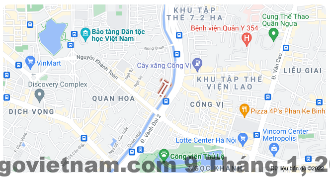 Bản đồ khu Quan Hoa Cầu Giấy gần công viên Cầu Giấy và khu văn phòng Duy Tân