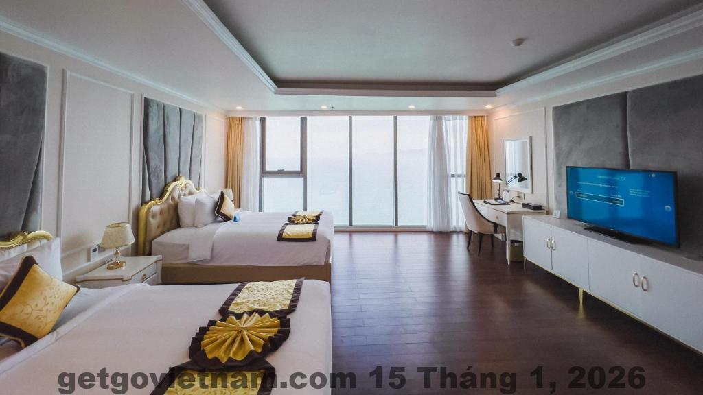 Khu vực ăn sáng Hotel New Horizon với thực đơn đơn giản, thiên về món Á