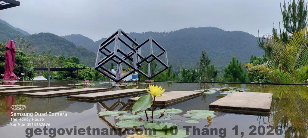 Đánh giá The Honey House Sóc Sơn 2026: Có đáng tiền để nghỉ dưỡng? 2 Toàn cảnh The Honey House Sóc Sơn với khu nhà gỗ giữa thiên nhiên xanh mát