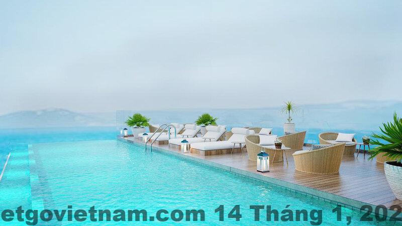 Buffet sáng tại Haian Beach Hotel & Spa với các món Âu Á, trái cây và bánh ngọt