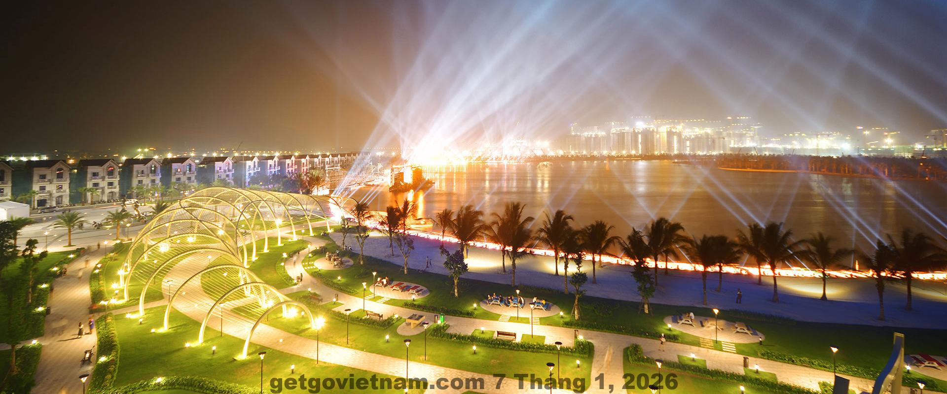 Không gian dạo bộ và tiện ích nội khu Vinhomes Ocean Park gần Minh Đức Hotel