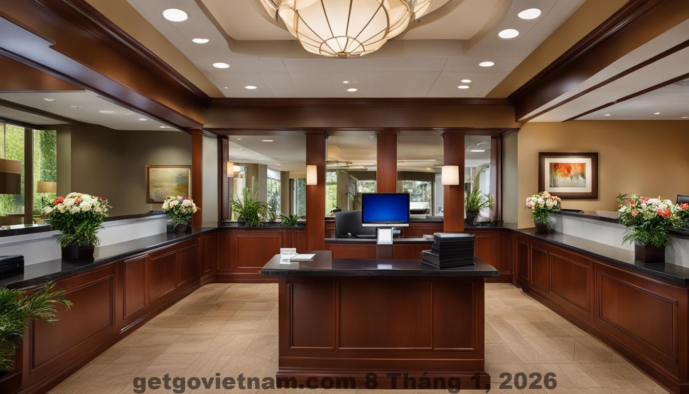 Quầy lễ tân khách sạn Lexington Westlake với đội ngũ nhân viên thân thiện