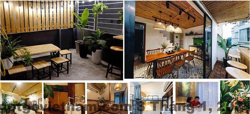 Không gian sinh hoạt chung đơn giản tại Morri Homestay Quán Thánh