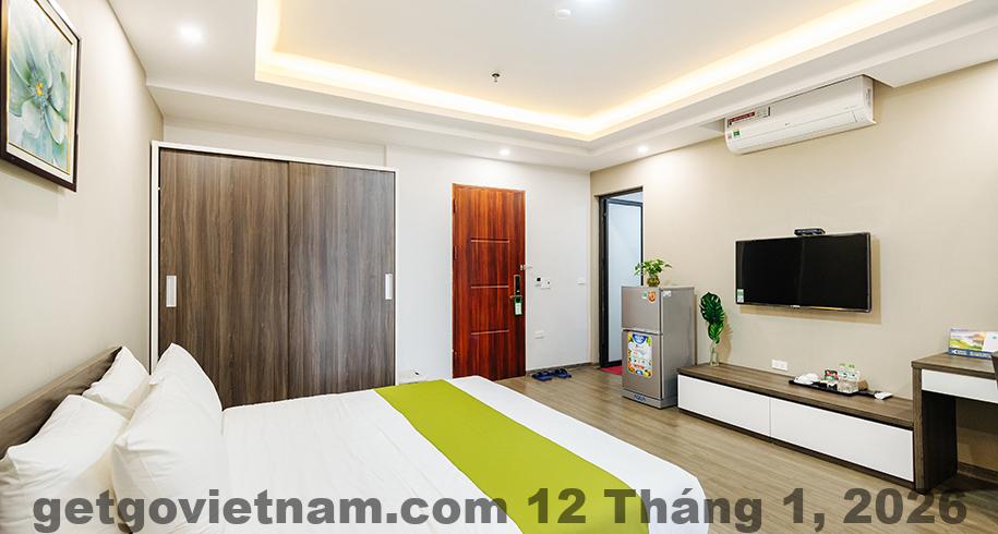 Phòng Deluxe tại HaNa 2 Apartment & Hotel Bac Ninh với không gian rộng và bếp mini