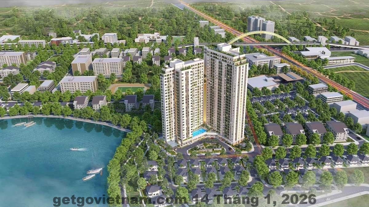 Không gian hồ nước và cảnh quan xung quanh 3MG Lakeside Hotel tạo cảm giác yên tĩnh, thoáng đãng