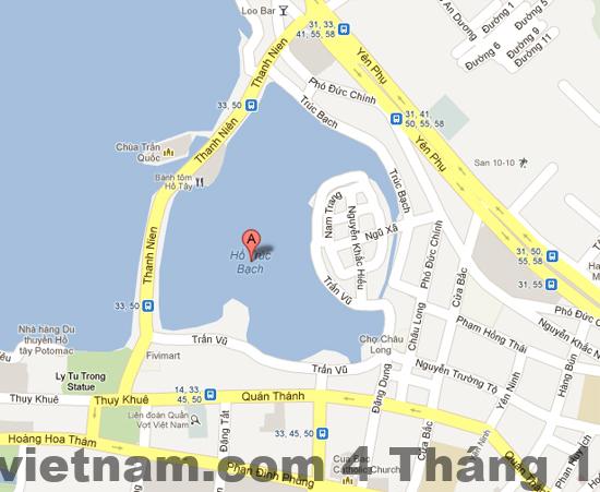 Bản đồ khu vực Trúc Bạch và Hồ Tây - vị trí K’ Homestay