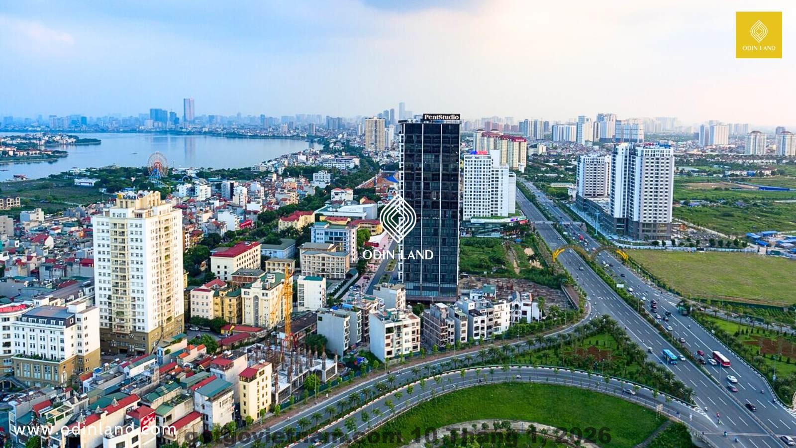 Đánh giá PentStudio West Lake Hanoi 2026: Studio cao cấp có đáng ở Tây Hồ? 2 Toàn cảnh PentStudio West Lake Hanoi nhìn từ đường Lạc Long Quân, mô hình căn hộ dịch vụ cao cấp tại quận Tây Hồ