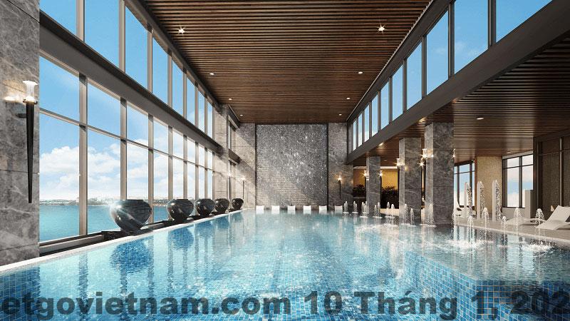 Hồ bơi ngoài trời tại Masteri Waterfront – tiện ích nổi bật cho khách lưu trú