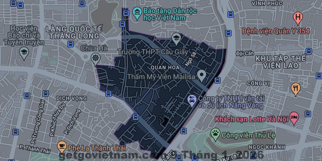 Không gian khu dân cư Quan Hoa Cầu Giấy nơi B & B Hotel Quan Hoa tọa lạc