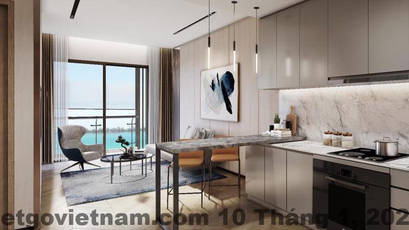 Không gian căn hộ tại Sunlight Condotel Hanoi với thiết kế hiện đại và ban công rộng