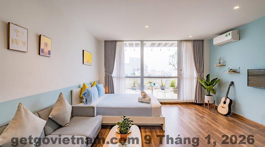 Phòng studio tại WECOZY HANOI với nội thất hiện đại, diện tích vừa phải