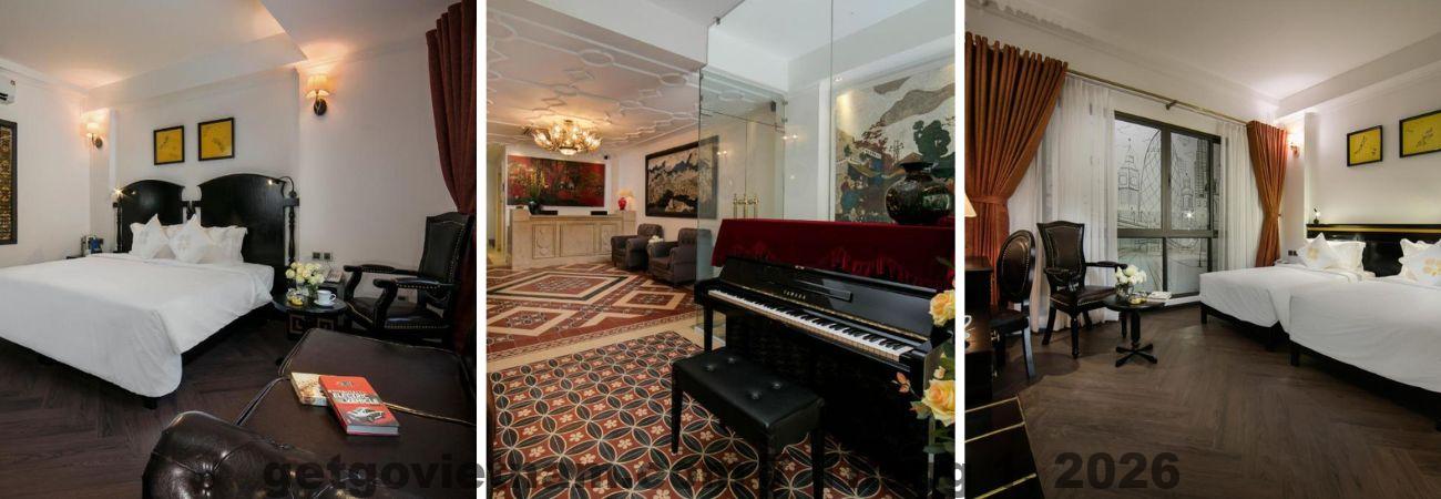 Không gian phố cổ xung quanh The Noble Swan Hotel với phố nhỏ và đông người