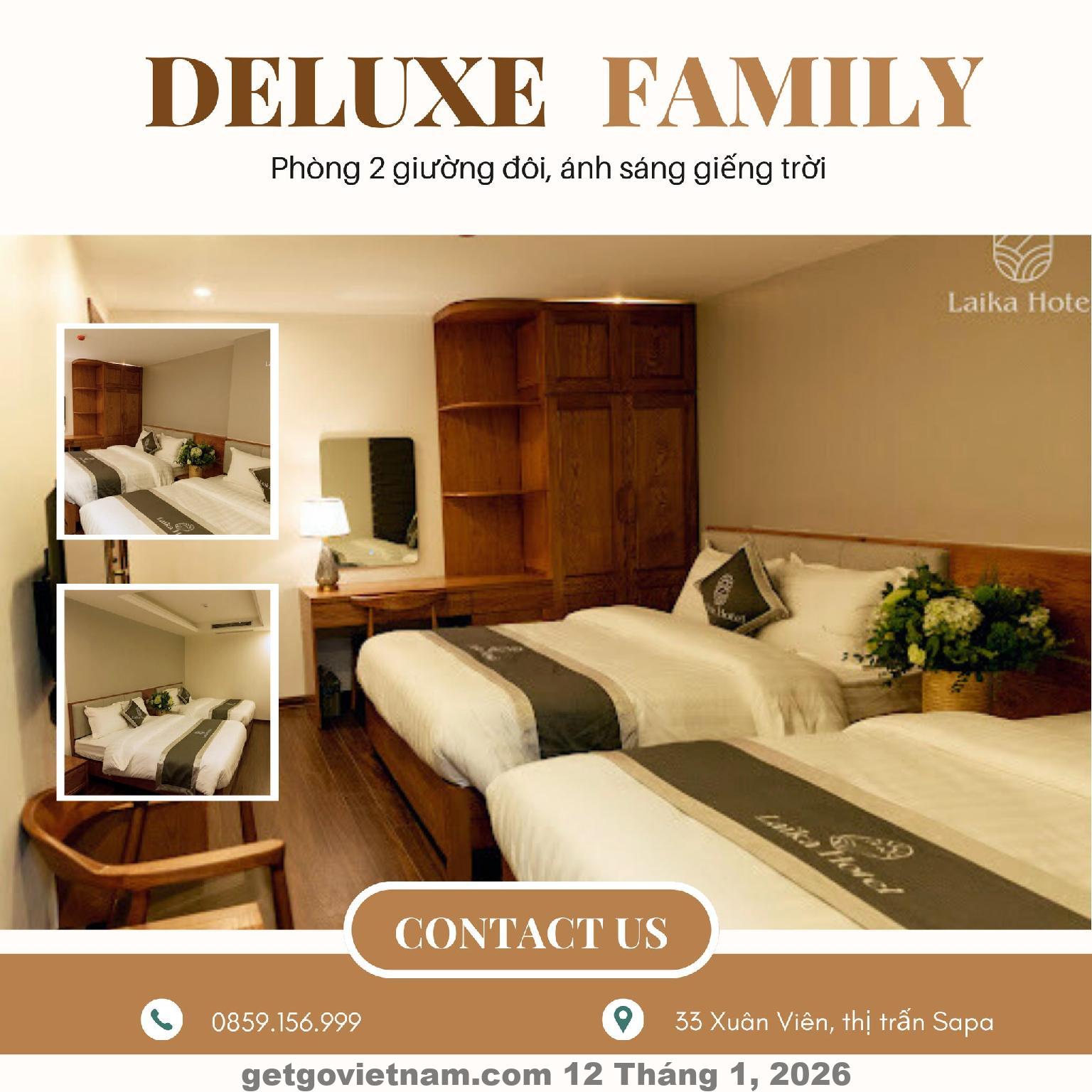 Mặt tiền Laika Hotel Sapa nằm trên đường Xuân Viên ngay trung tâm thị trấn Sa Pa