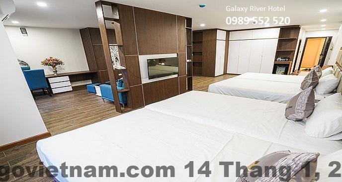 Phòng ngủ Galaxy Hotel Thái Nguyên với giường lớn, nội thất cơ bản cho khách công tác