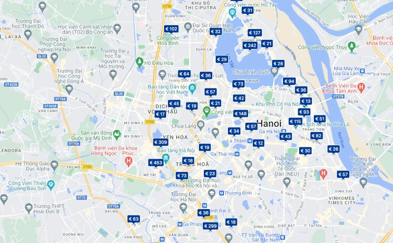 Bản đồ vị trí của Hanoi Palace Hotel tại Hà Nội