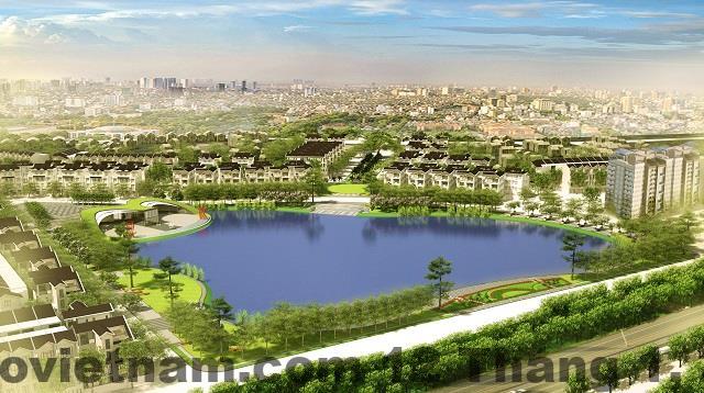 Không gian hồ nước và cảnh quan khu đô thị Bách Việt Bắc Giang