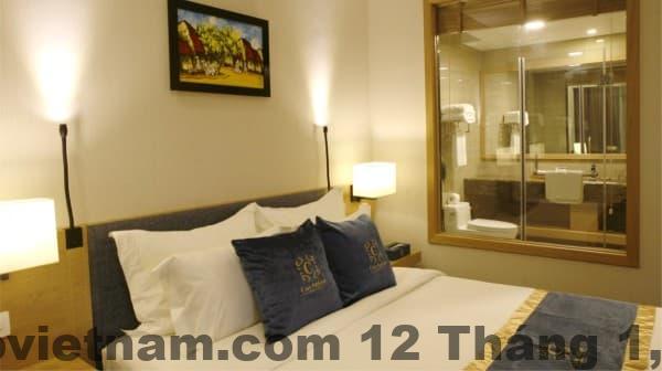 Phòng ngủ tại Khách sạn Ciao Hà Giang với nội thất đơn giản, gọn gàng