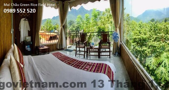 Phòng khách sạn Mai Chau Green Rice Field Hotel với không gian sang trọng và tiện nghi