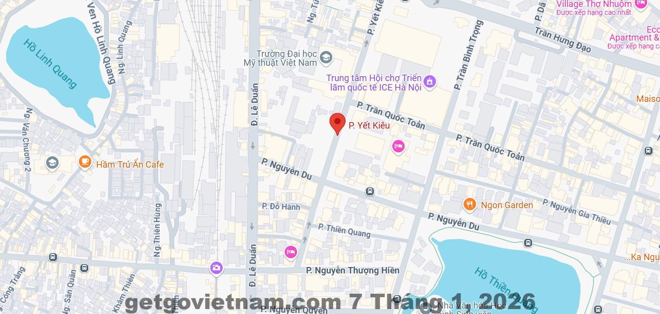 Bản đồ vị trí Khách Sạn TQT gần Ga Hà Nội và Hồ Hoàn Kiếm