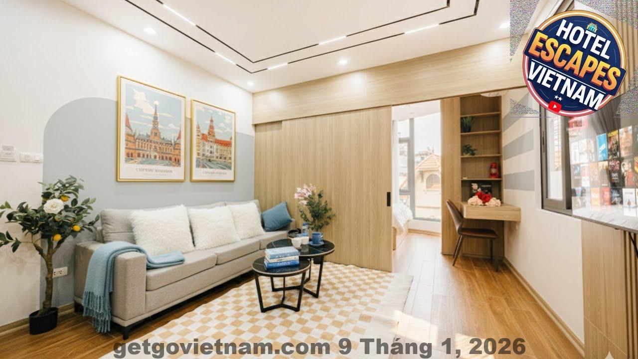 Toàn cảnh phòng Crescendo Unique Studio Hà Nội với thiết kế studio hiện đại, ánh sáng tự nhiên và nội thất tối giản