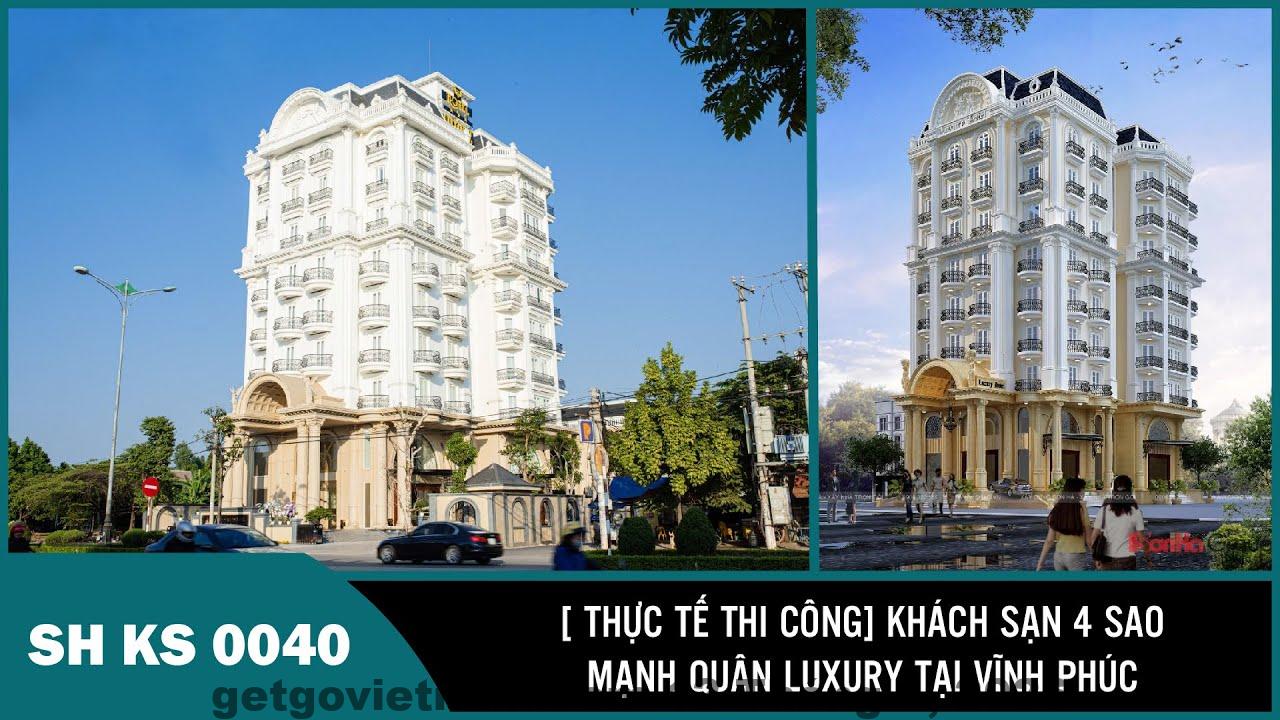 Mặt tiền Mạnh Quân Luxury Hotel trên trục đường Nguyễn Tất Thành, Vĩnh Yên – thiết kế tân cổ điển nổi bật giữa trung tâm thành phố