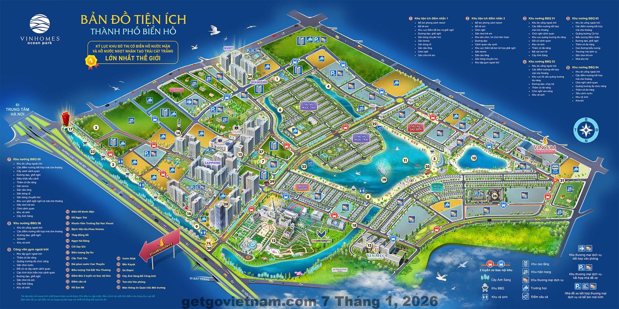 Biển hồ nước mặn Vinhomes Ocean Park – tiện ích nổi bật gần Bunny's Homes