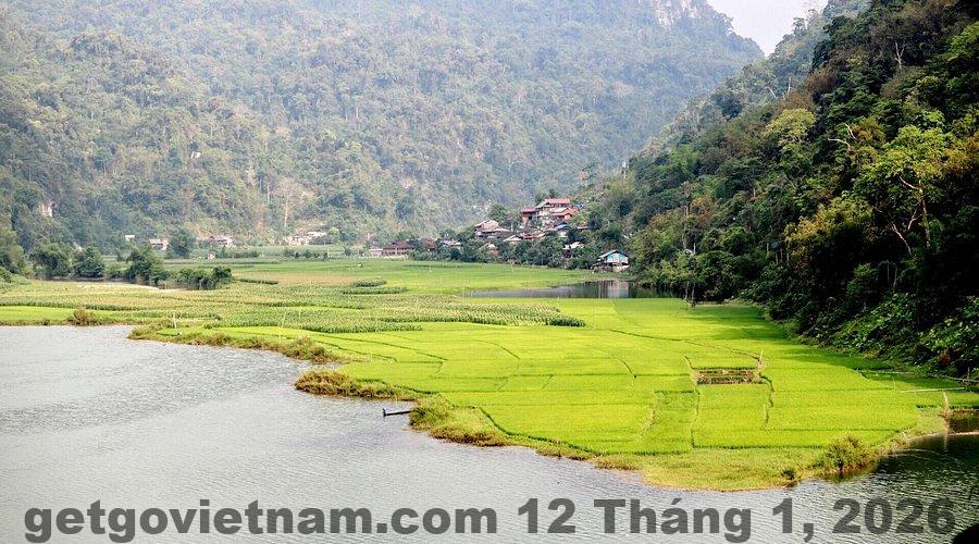 Khung cảnh xung quanh khách sạn, với không gian xanh và gần gũi với thiên nhiên.