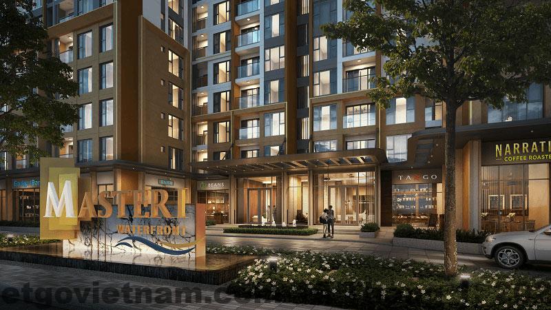 Sảnh và khu vực chung tại Masteri Waterfront – nơi khách làm thủ tục nhận phòng