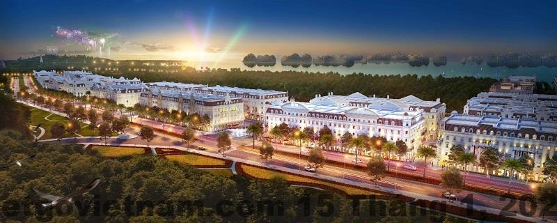 Khu Sun Plaza Hạ Long với quảng trường trung tâm và hệ thống shophouse bao quanh khách sạn