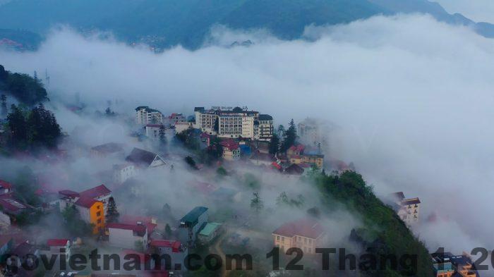 Khu vực trung tâm thị trấn Sa Pa với nhiều khách sạn, nhà hàng và điểm tham quan