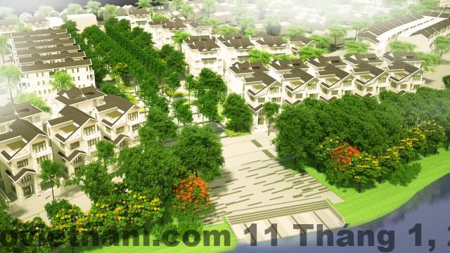 Không gian xanh và trục cảnh quan trung tâm khu đô thị Bách Việt Lake Garden Bắc Giang
