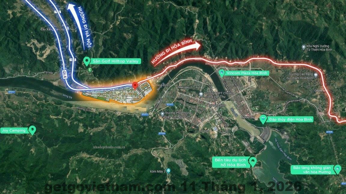 Vị trí khu Trung Minh Hòa Bình trên bản đồ, kết nối trực tiếp Quốc lộ 6