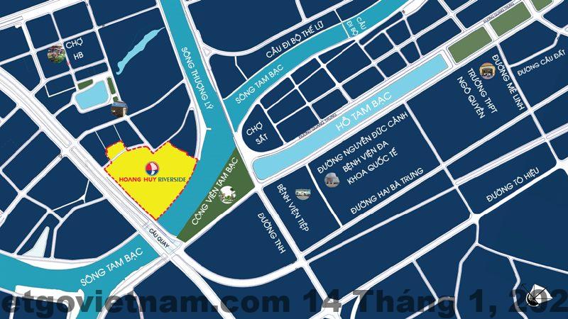Vị trí khu Hoàng Huy Riverside quận Hồng Bàng Hải Phòng