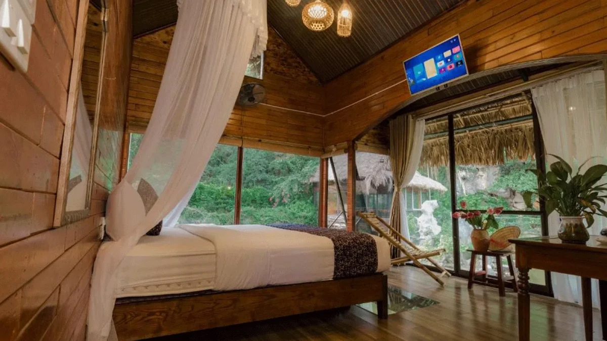 Phòng nghỉ tại Tam Coc Babylon Hotel với thiết kế hiện đại, gọn gàng và sáng sủa