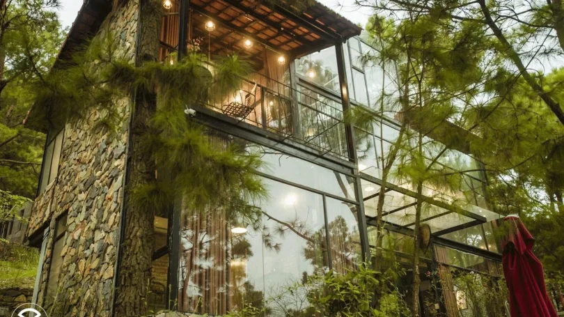 Khu sinh hoạt chung tại Stream House nơi chủ nhà và quản gia hỗ trợ khách