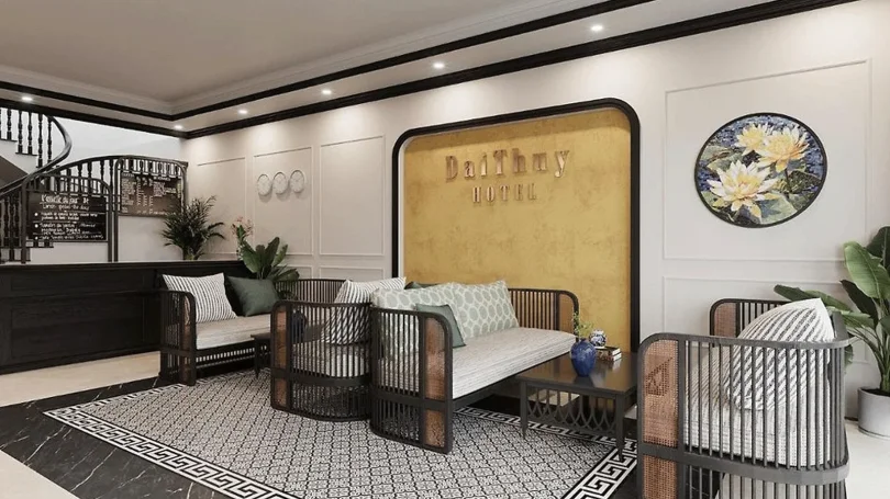 Không gian sinh hoạt chung tại Golden Land Hotel Cát Bà, quy mô nhỏ, phục vụ nhu cầu cơ bản