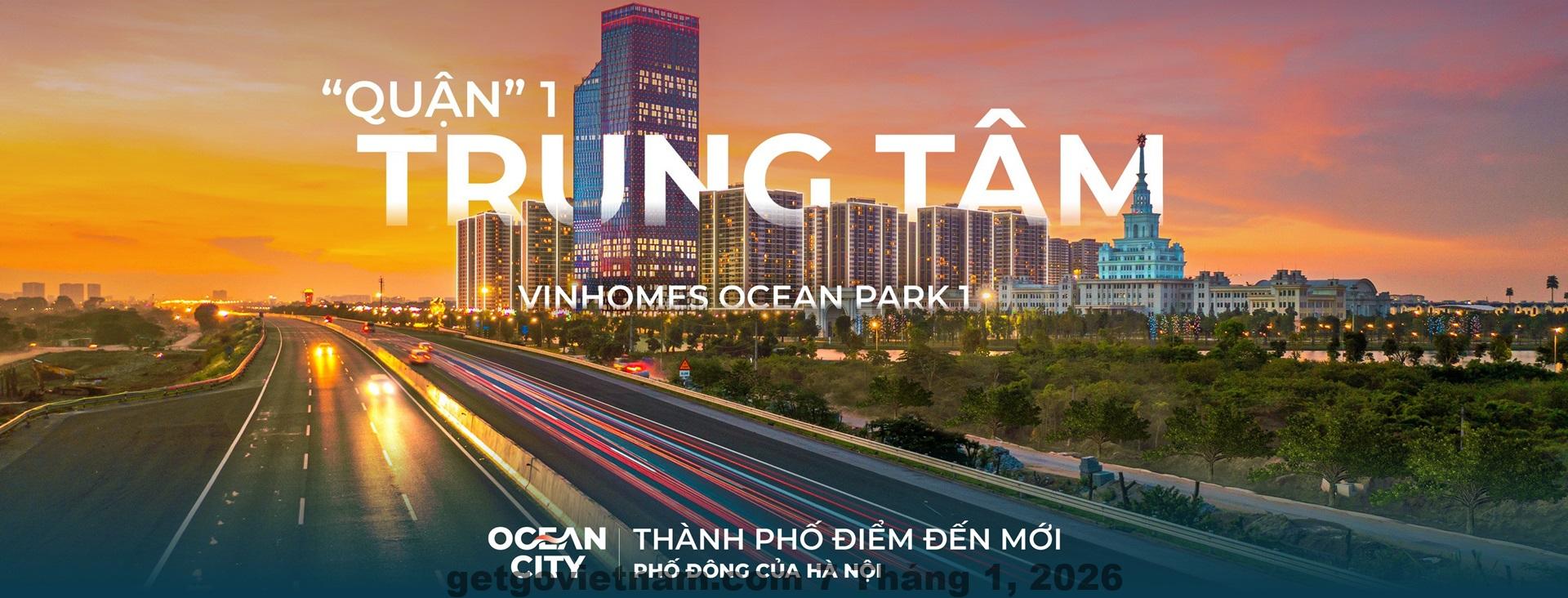 Toàn cảnh khu đô thị Vinhomes Ocean Park Gia Lâm với hồ nước và không gian xanh