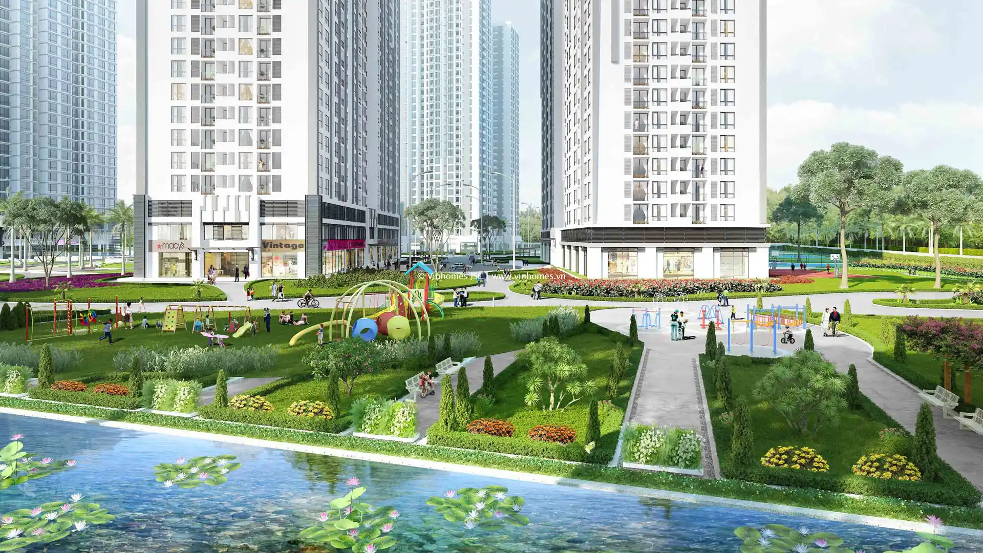 Phối cảnh khu căn hộ Times City Park Hill – nơi tập trung nhiều căn hộ cho thuê ngắn ngày